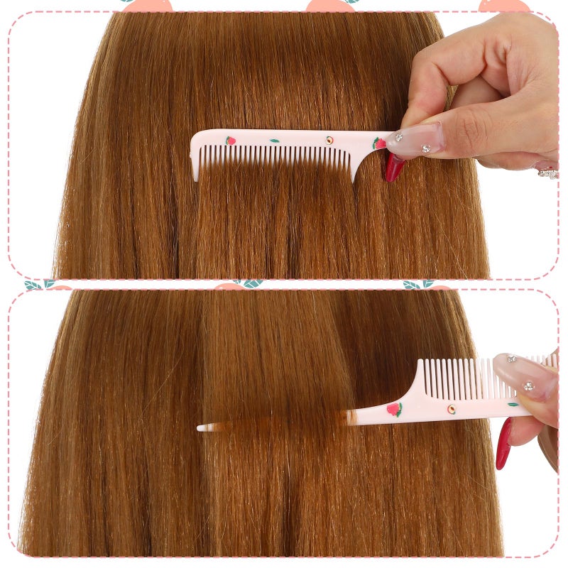 Kifmurase 8 Pcs Cute Hair Comb Set, Toddler Tiny Hair Comb Rat Tail Baby Combs Pink Strawberry Baby Hairs Brush Plastic Parting Combs for Girls Curly Straight Long Hairs - Image 3
